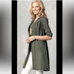 Cabi Shirt Dress Womens Size S Small Army Green Button Down Tunic Top